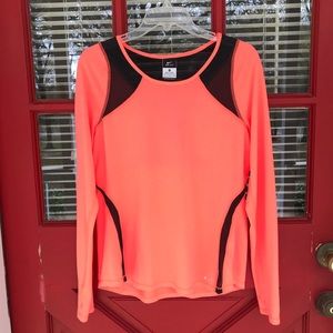 Nike Women’s Dri-Fit Orange Black Mesh Detail Long Sleeved Thumbhole T-shirt M